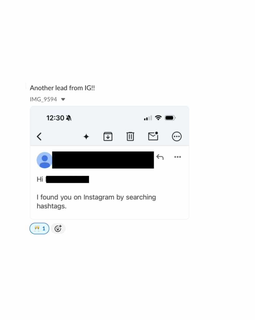 Interior Designer getting a lead from Instagram hashtags | ABC Social Media Management